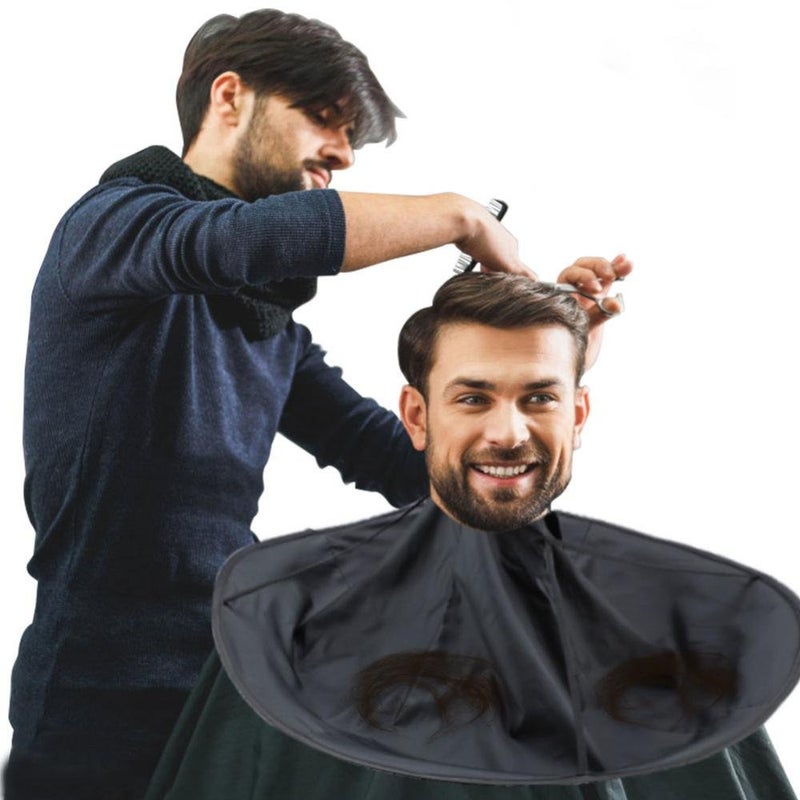 woobles Hair Cutting Cloak Umbrella Cape Salon Barber for Salon and Home Stylists Use Adult (Black) - Image 1